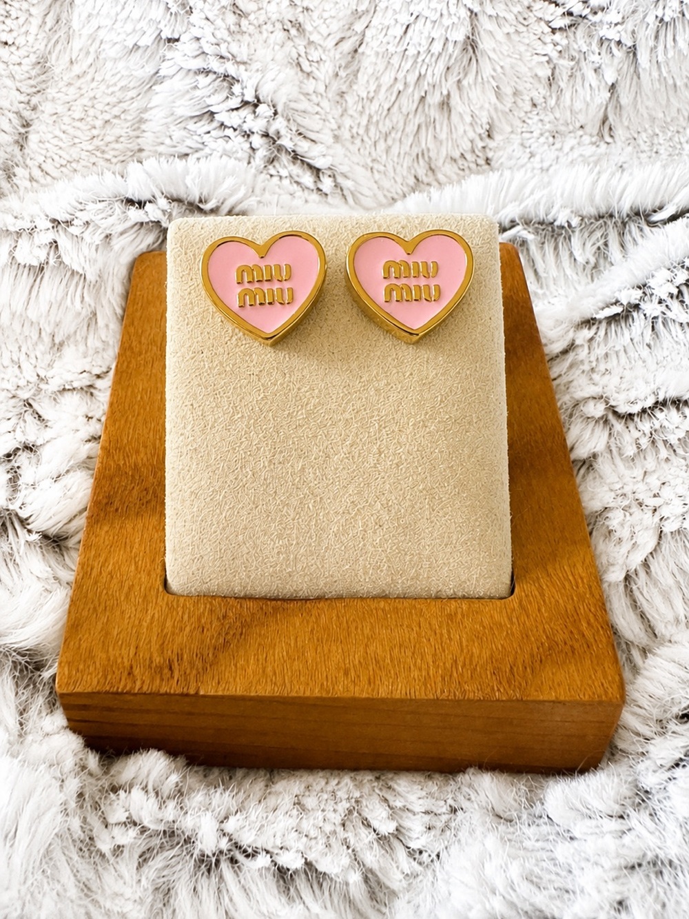 Pink & Gold/Alabaster Heart Earrings